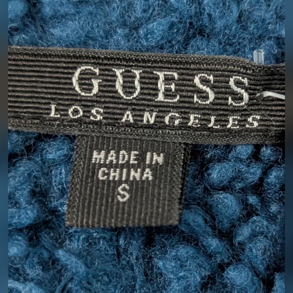 NWOT Guess UNISEX (Size S)  Faux-Leather Black Bomber Jacket With Sherpa Lining - Picture 15 of 16